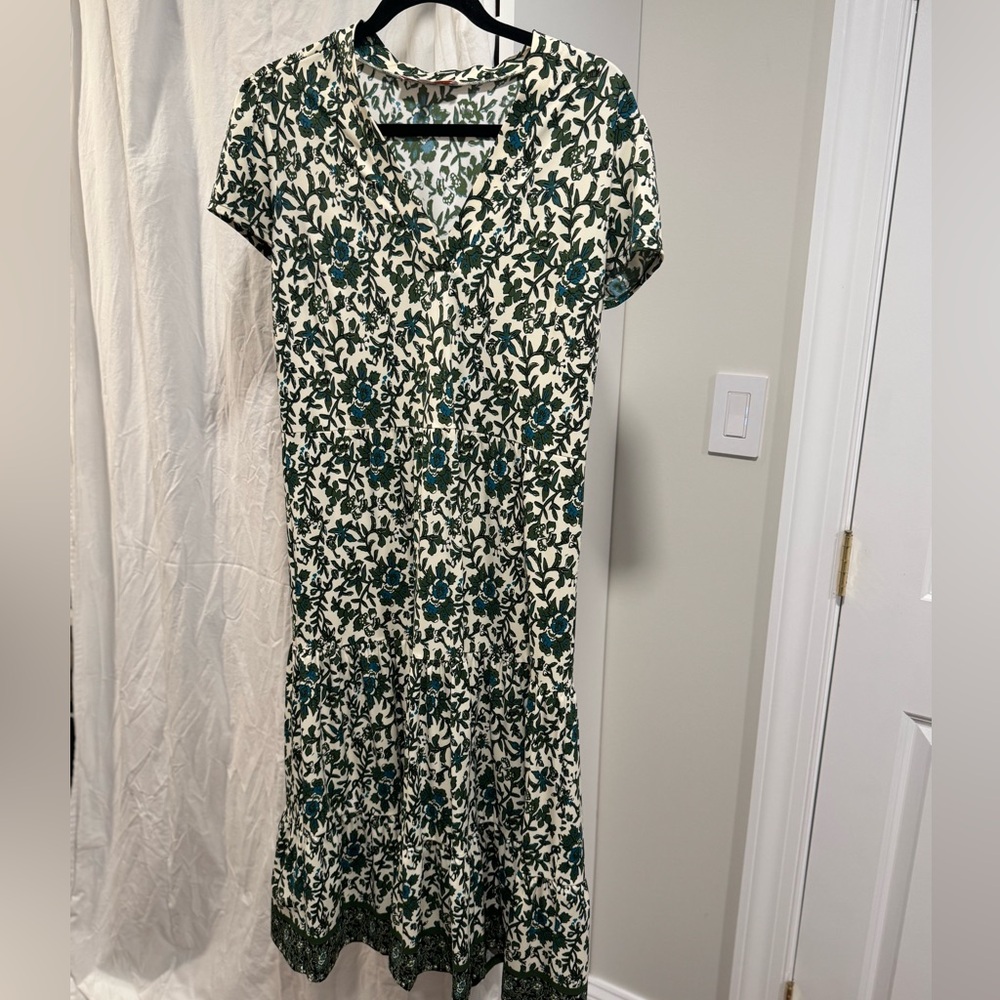 Jude Connally Leaf Print Blouse - Cream and Green with Touches of Blue